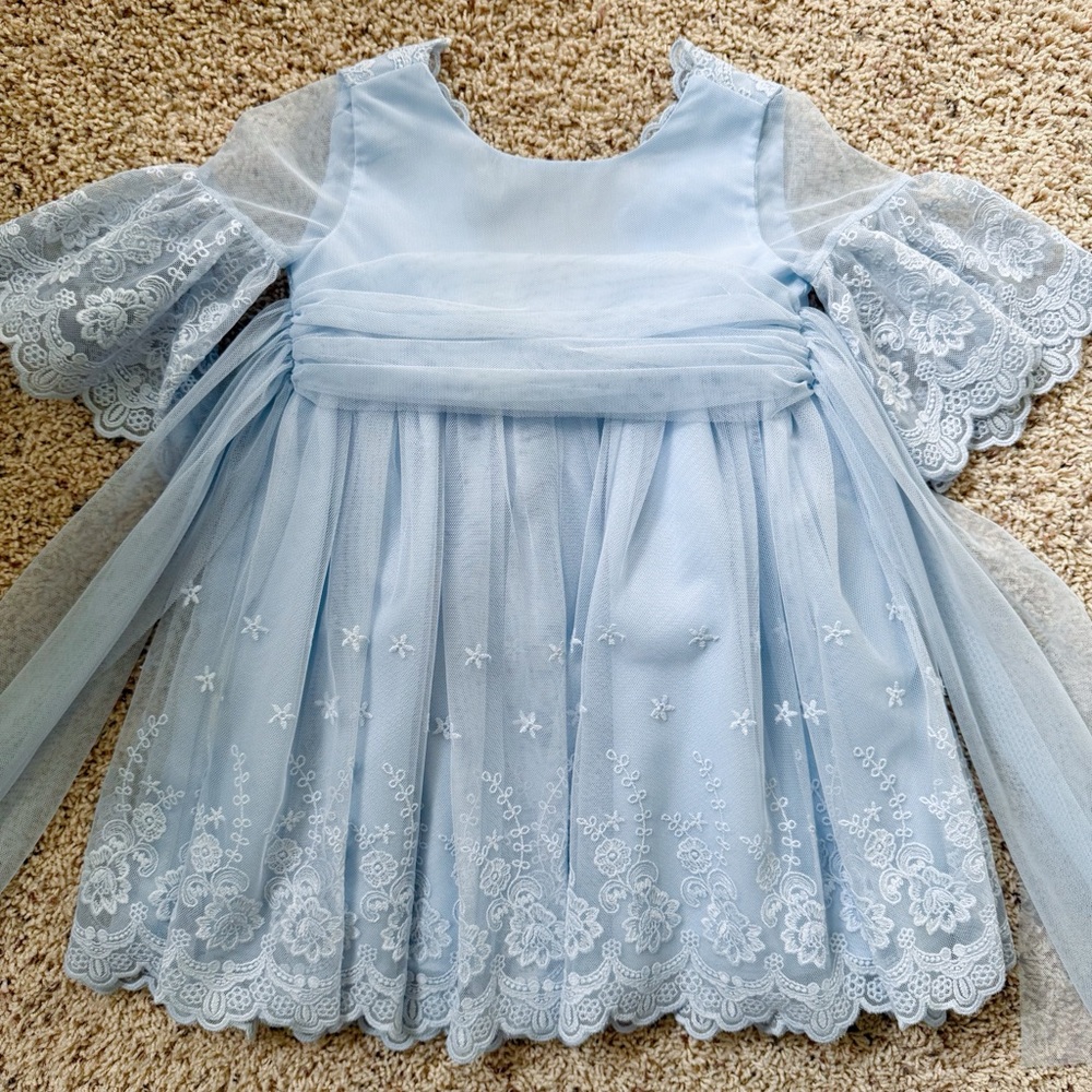 Elegant Light Blue Lace Dress